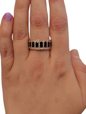 Bomb Party “Mackenzie” Black Onyx CZ Ring Rose Gold Plated Size 8 NWT
